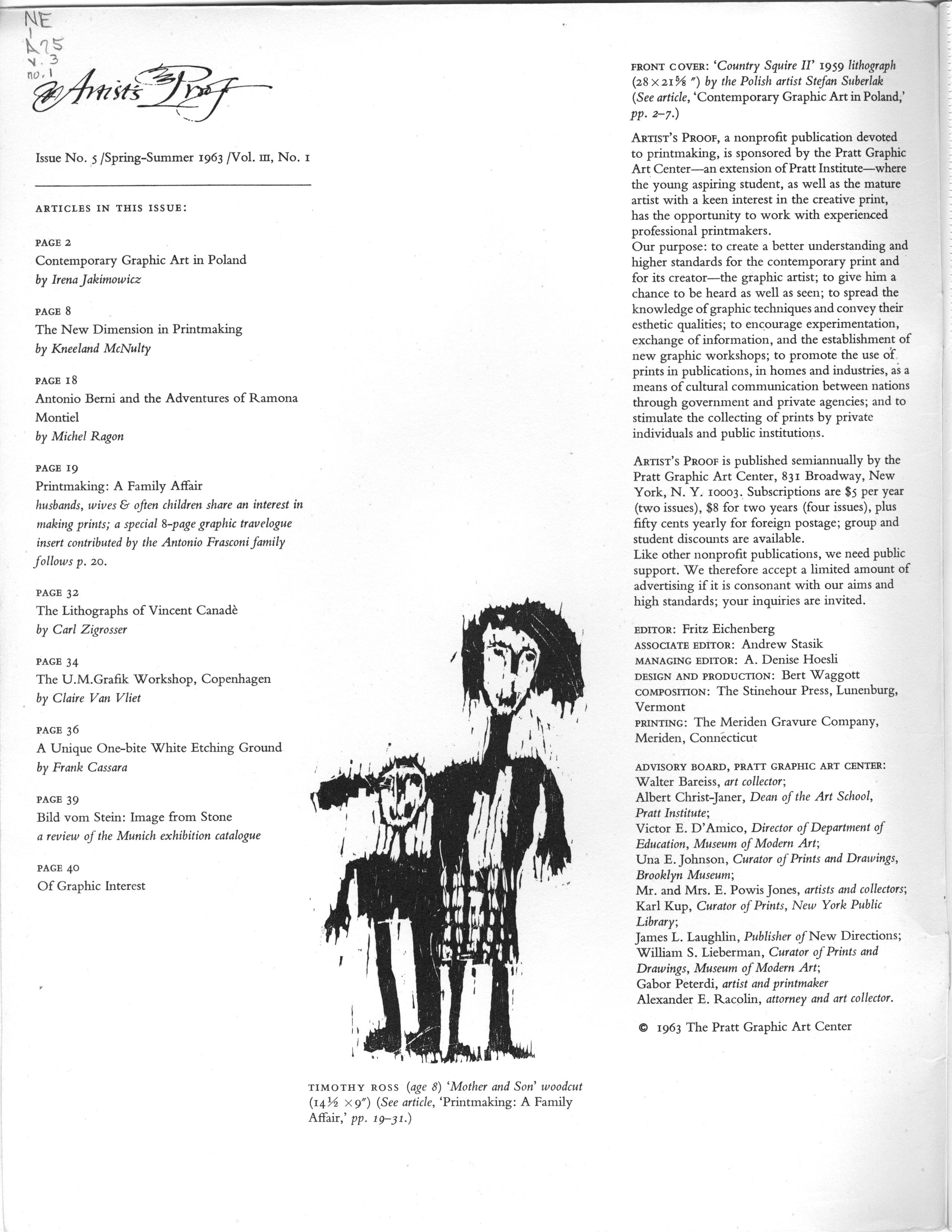 Artist's Proof, inside cover